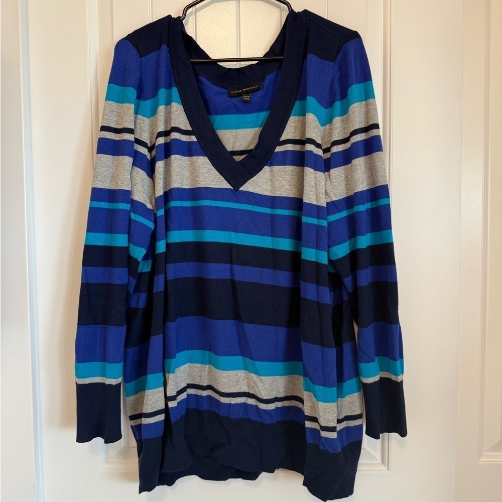 LANE BRYANT PLUS striped blue sweater women's 26/28